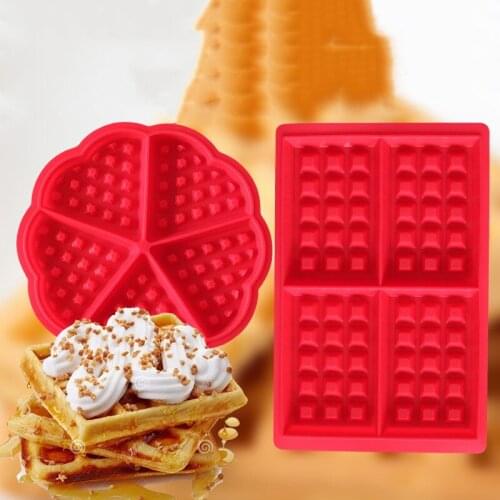 Waffle Molds Non-stick Silicone 4-Cavity Waffles Cake Chocolate Mold Donut Maker Fondant Baking Molds Cake Decorating Mould Pan