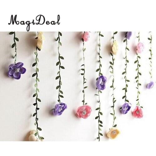 MagiDeal 1m Fabric Flower Leaves Garland Wedding Room Hanging Vine Garland Wedding Decor Party Home Room Garden Decoration