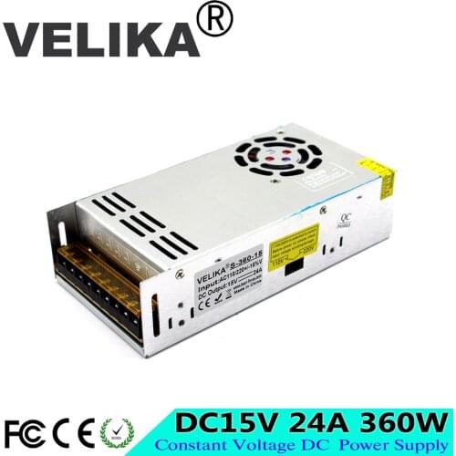 Variable DC power supply DC15V 24A 360w Led Driver Transformer 110V 220V Ac-dc 15V Power Adapter Source for strip lamp CNC CCTV