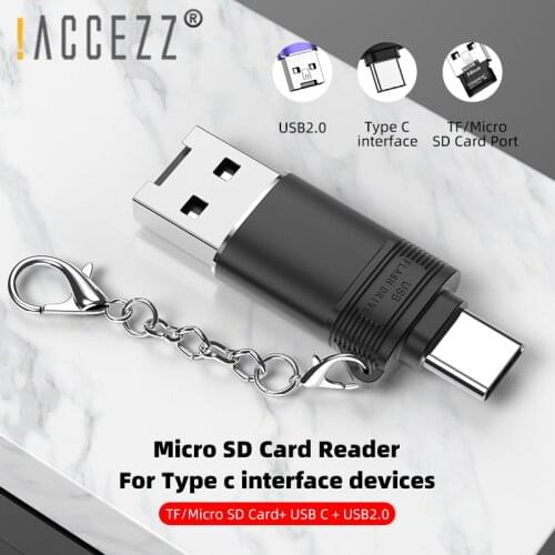 !ACCEZZ USB2.0 Type C Card Reader for Type-C Micro SD TF Memory Cards Reader For Samsung Macbook Huawei LeTV to USBC OTG Adapter