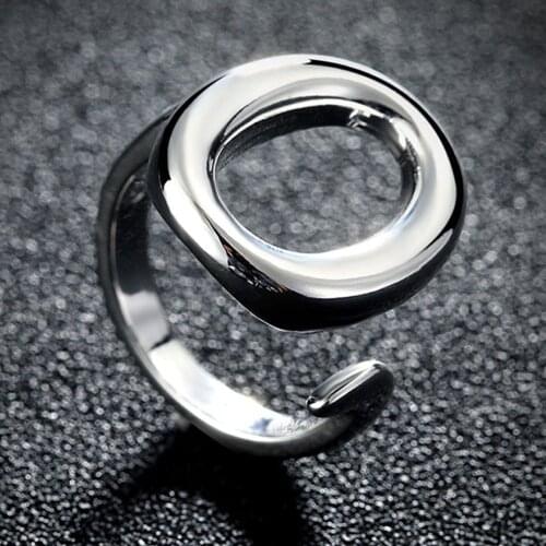 Top Quality 925 Silver Letter O Round Open Rings For Women Silver Color Rings Fashion Jewelry Wholesale