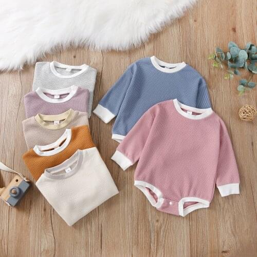 0-24M Newborn Baby Unisex Spring Autumn Clothes Cute Cotton Long Sleeve Romper Jumpsuit Casual Solid Color Outfits