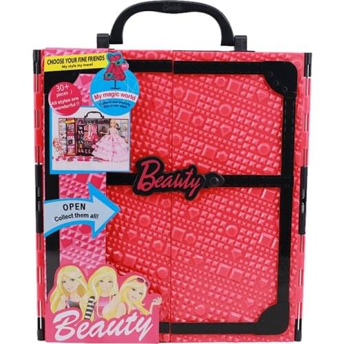 Barbies Doll Clothes Wardrobe Suitcase Accessories Dollhouse For 30cm 11.8 Inch&1/6 BJD Blythe Doll Furniture Barbie Doll Girl`s