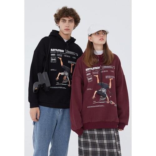 Fashion Hipster Retro Hip Hop Pattern Print Hooded Sweatshirts Coats Men Women Plus Velvet Autumn Winter Loose Pullover Hoodies