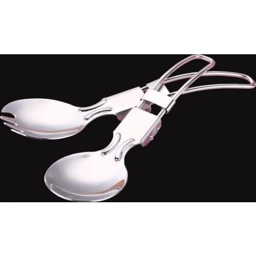 1Pcs New Outdoor Camping Hiking Stainless Steel Metal Fork Spoon Tableware Cookout Picnic Foldable Folding Spork