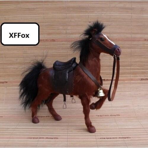 New real life brown horse model plastic&furs simulation horse doll with saddles gift about 24x6x23cm xf1848