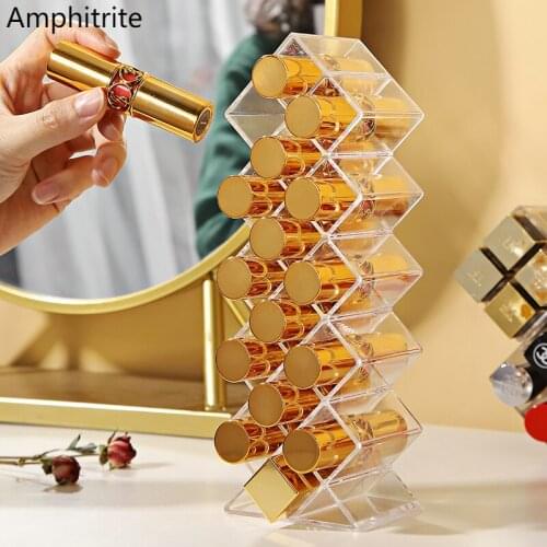 16 Grid Lipstick Storage Gift Box Cosmetic Storage Organic Transparent Acryl Lipstick Display Rack Stackable Drawer Organizer
