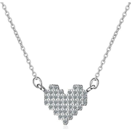 Korean fashion simple and sweet temperament wild two-color heart-shaped short female silver plated necklaces SE091