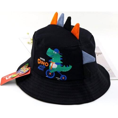 Cartoons Dinosaur Bucket Hat Soft Baby Girls Boys Fisherman Hat Spring Summer Children Kids Hats Infant Toddler Beach Sun Caps