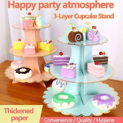 Tier Plastic Cake Plate Cake Rack Disposable Multilayered Paper Cake Stand Food Display Stand for Fruit Dessert Snack Tableware