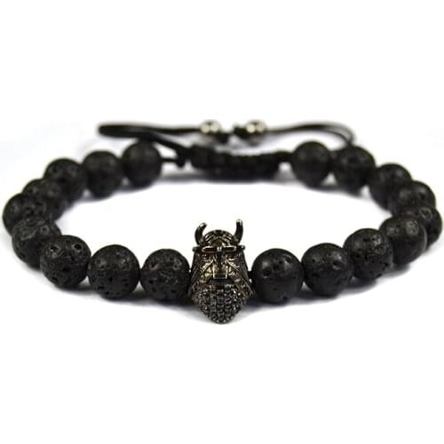 Braided Macrame Bracelet Men Lava Stone Bracelet Pulseira Masculina Jewelry Beaded Buddha Bracelets Men Zirconia Pulsera Jewelry