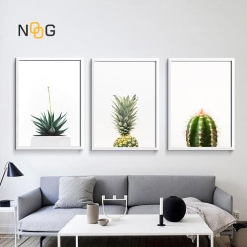 NOOG Poster Cactus Pineapple Plants Leaves Wall Art Canvas Painting Nordic Posters And Prints Wall Pictures For Living Room