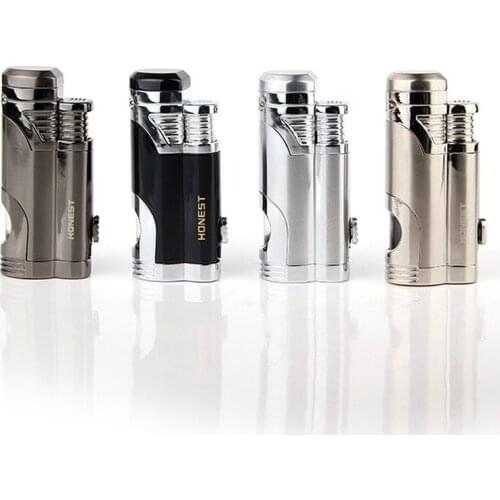 Cigar Cutter with Window Visible Capacity Gift Double Straight Lighter Smoking Accessories for Weed High Firepower Jet Lighter