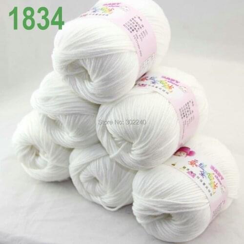 Sale Lot of 6 balls x 50g (147y) Cashmere Silk velvet Hand knitting Yarn White 1834