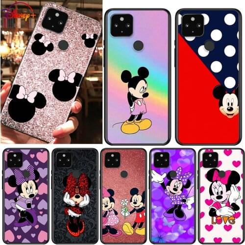 Cute Mickey Mouse Shockproof Cover for Google Pixel 5 5A 4 4A XL 5G Black Phone Case Shell Soft Fundas Coque Capa