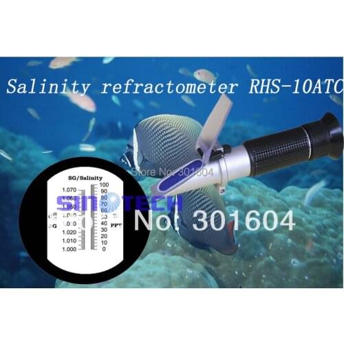 Free shipping Hand held Salinity 0-10% (1.000-1.070sg) Refractometer aquarium refractometers RHS-10ATC