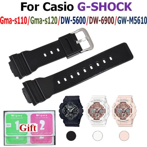 16mm PU Watchband for Casio G-Shock GMA-s110 GMA-S120 DW-5600 DW-6900 GW-M5610 Watch Band Strap Replacement Bracelet Wrist belts