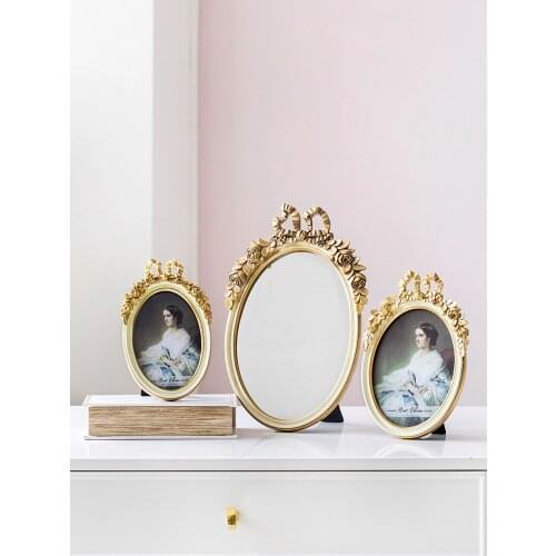 Retro Light Luxury Bow Resin Photo Frame Picture Frame Mirror Home Decoration Decoration Gifts