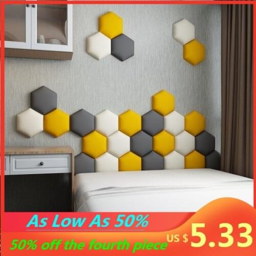 Hexagonal Headboard Soft Bag 3D Wall Stickers Living Room Bedroom Nordic Decorative Painting Self-adhesive Soft-pack Wall Paste