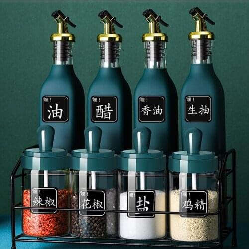 Luxury Glass Spice Rack Salt and Sugar Pepper Nordic Honey Jar Oil Vinegar Bottles Spice Rack Storage Especiero Kitchen Tools 50