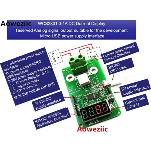 WCS2801 0-1A DC current display meter