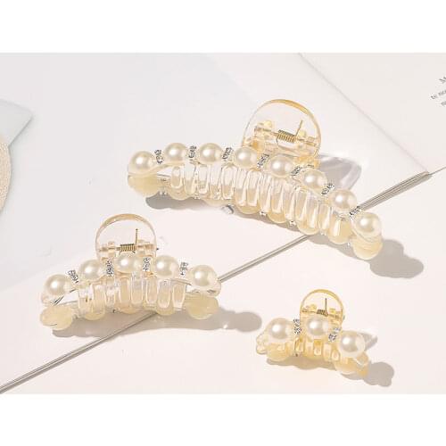 Big Rhinestone Hairpins for Women Pearl Hair Clips Crab Black Hair Claws for Girls Barrettes Headwear Hair Pins Accessories