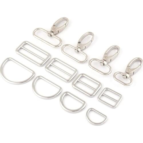 20-38mm Silver Metal Swivel Claw Clasps,Dog Collar Hardware Adjuster Backpack Belt Strap Buckles Webbing Purse Slide D Ring DIY