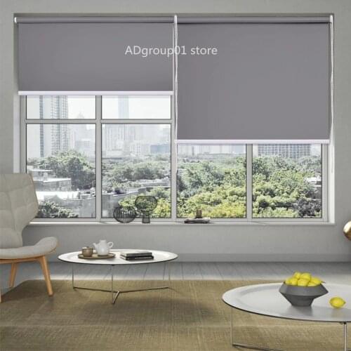 Grey Window Blackout Roller Blinds Waterproof Drill System full shade Office Kitchen Bedroom Living Room Shades Blind Curtain