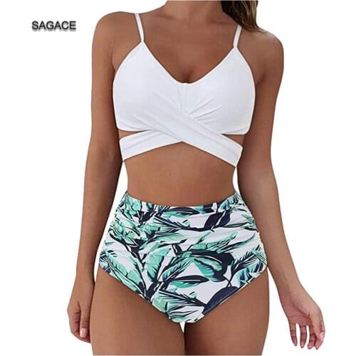 SAGACE 2-Piece Bikini Set Women Summer Split Swimsuit Sexy Leopard Print Push Up High waist Swimwear Lady 2020Beach biquini A521