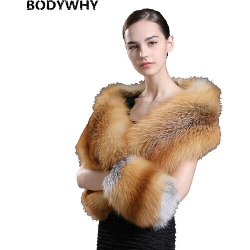 Women Real Red Fox Fur Scarf with Pocket Luxury Plush Neck Warmer Collar Soft Winter Shawl Wrap Women Girl Muffler Fashion New