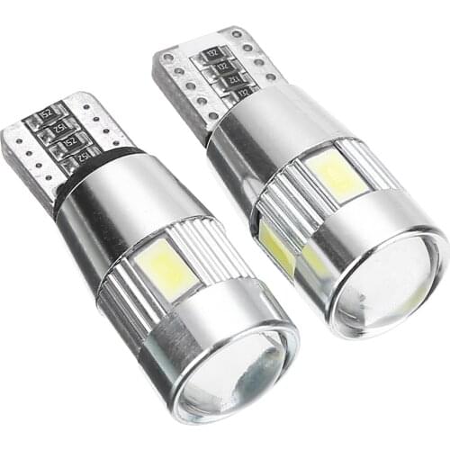 1 Pair T10 Canbus Bulb 5630 6 SMD LED Error Free Car Side Wedge Dome Map Door Lamp Bulb With Lens Auto Interior Lighting