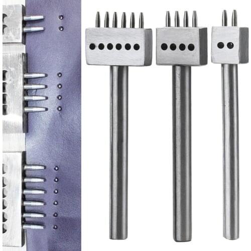 1PC 2/4/6 Prong 1mm Round Leather Hole Punches Cutter Tool Handmade Leather Craft 4mm Hole Spacing Tool