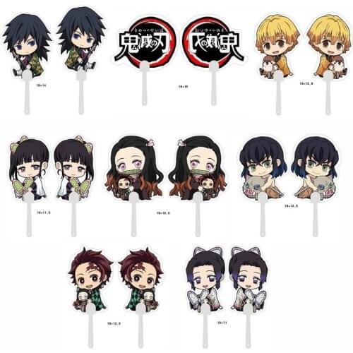 10pcs/lot Anime Demon Slayer: Kimetsu no Yaiba Kamado Tanjirou Nezuko fan cartoon Portable Hand Fan supplies toy for gift