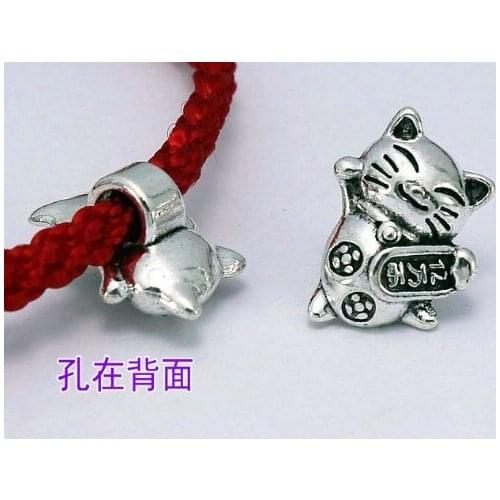 10pcs/lot Tibetan Silver Lucky Cat pendant Handmade Decorative Metal DIY Jewelry Alloy accessories fg4s
