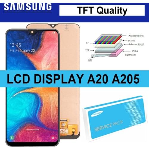 100% Tested 6.4" TFT LCD Screen for Samsung Galaxy A20 A205 SM-A205F LCD Display Touch Digitizer Assembly Repair Parts