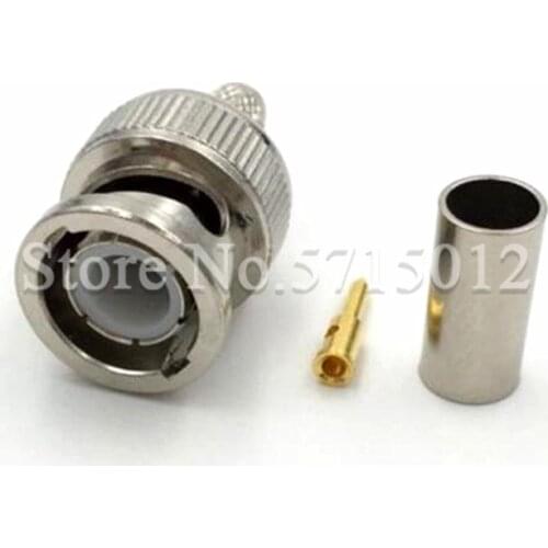 2Pcs BNC Male Head Socket RF Coaxial Connector BNCJ-3 50 Ohm Adaptor For Connect RG55 RG400 LMP195 Cable