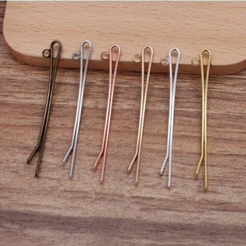 20pcs 54mm One-Word Hairpin Hair Clips Hair Forks Hair Pin Hairpin Hair Wear With Hole Jewelry Findings DIY Hairpins Accessories