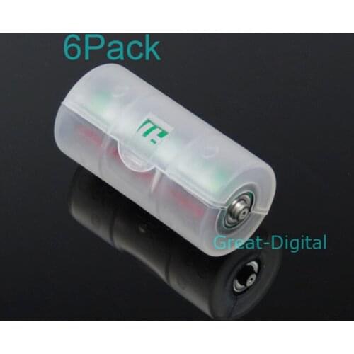 6x AA to C Size Battery Converter Adaptor Adapter Case