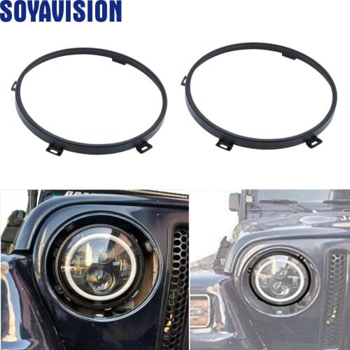 7" Round Black Headlamp Bezel Pair for Jeep Wrangler JK 2007-2016 7 Inch Frame Adapter Module Set Bracket Holder