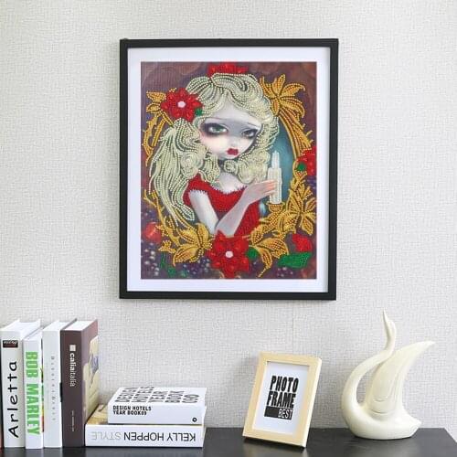 Special Shaped Diamond Painting Girl Flower DIY Embroidery Kit Crystal Art Rhinestone Cross Stitch Home Decoration Hang Picture