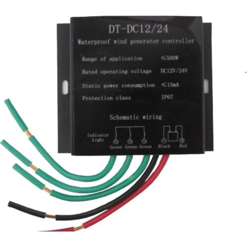 500W DC12V/24V Automatic Switch Waterproof Wind-driven Generator Controller Regulator with Battery Charge Function