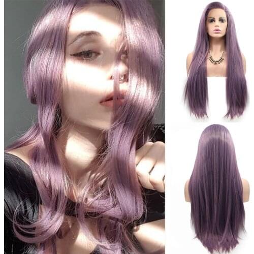 Bai Cheng Hair Taro Purple 13x6x1 T Lace Front Wigs for Women Long Silky Straight Middle Part Wigs with Baby Hair Glueless 22