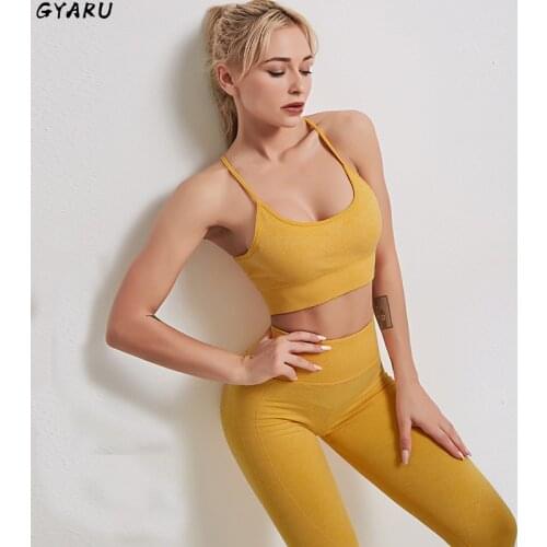 GYARU Seamless Yoga Suit Three Piece Suit Women Hip Yoga Pants Vest Long Sleeve Top Gym Set Women Jogging Sports High Waisted