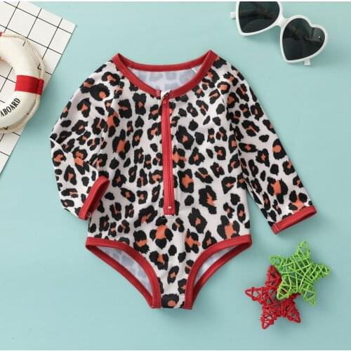 Toddler Kids Baby Girls Bikini Zipper Swimwear Leopard Print Swimsuit Happy Baby Beachwear Kids Swimwear For Girls Bimba