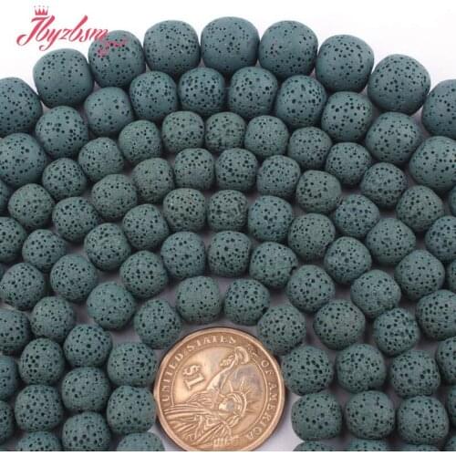 8,10,12,14mm Sponge Beads Round Green Blue Lava Rock Volcanic Stone Loose Beads for DIY Accessories Necklace Jewelry Making 15"