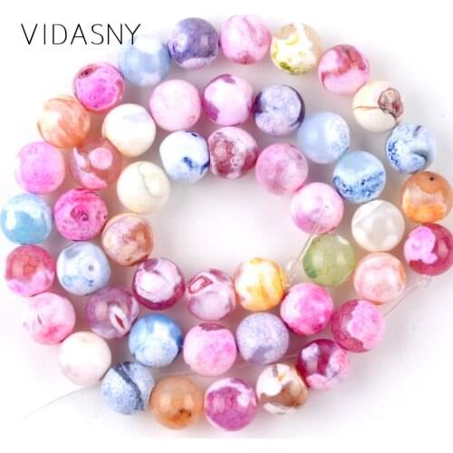 Natural Gem Multicolor Fire Agates Round Beads For Jewelry Making 6 8 10mm Spacer Beads Diy Bracelet Necklace Accessories 15