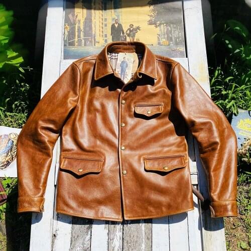 CD499 Asian Size Super Top Quality Heavy Genuine Italian Cow Leather Slim Classic Cowhide Stylish Switchyard Jacket