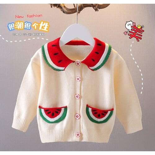 Children Clothing 2021 Spring Autumn And Winter Children Jacket Korean Baby Cute Lapel Girl Knitted Round Neck Cardigan