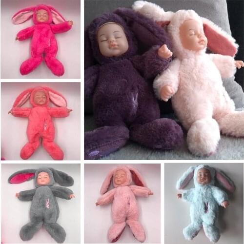 Baby Mini Stuffed Baby Doll Toys Silicone Reborn Alive Babies Lifelike Kids Toys LOL Plush Sleep Rabbit Doll For Girls and Boys