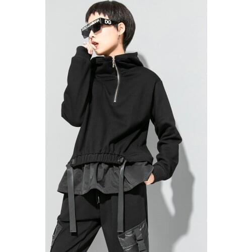 Designers personalized stitching pleated Hoodie dark wind autumn winter 2021 street fashion brand fake two t-shirts